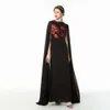 Robes arabes noires en mousseline de soie