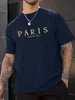 Męskie koszulki Paris romantyczny list z miastem drukowana koszulka męska lato luźne ubranie luźne bawełniane dodatkowe t-shirt street miękki top J240426