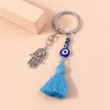 Keychains Lanyards Cute Tassel Keychain Vintage Silver Color Alloy Hand Charms Keyrings Women Men Car Key Handbag Pendants Key Chains DIY Accessory