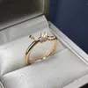 Women Band Tiifeany Ring Jewelry V Gold High end Twisted Knot with Diamond Womens 18K Rose Rope Champagne Proposal