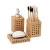 BJVX Toothbrush Holders Mind Reader grid series soap tray soap dispenser and toothbrush holder set v brown 240426