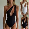 Dames zwemkleding bikini 2024 vrouwen één stuk monokini zwempak sexy single schouder hol uit zwemkleding Hawaiian Seaside strand badpak D240424