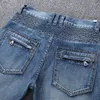 Mäns jeans Europa och Amerika vikar blixtlås Motorcykel snöflinga jeans hög kvalitet plus storlek direktförsäljning nya mens jeans denim plus sizel2404