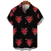 Men's Casual Shirts Summer Mens Hawaiian Casual Collar Shirts Short Sleeve Button Skeleton Demon Print Beach Floral Fashion Vintage Clothing XS-5XL 240424