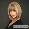 hair Wig womens bangs tea straight brown highlights dyed rice fashionable short hood with inner buckle Bob wig