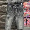 Designer Herren Jeans Jeans Jeans Denimhose High Street Grey Hole Hosen Logo Buchstabe gedruckte Modemarke Licht Luxus gebrochenes Loch Heiße Wäsche beschädigte Herren Trendy Jeans