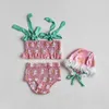 One-Pieces Baby Girls Swimsuit Split Swimwear Infant Floral Sling One-Piece Swimsuit with Hat H240509