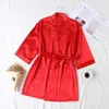 Women's Sleepwear Summer Champagne Chinese Bride Wedding Robe Satin Slpwear Women Nightgown Sexy Nightdress Lady Kimono Bathrobe Gown Neglig Y240426