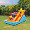 Bouncer House Red and Yellow Star uppblåsbar Bouncer Slide Castle Climbing Wall Basketball Hoop Kids Party Outdoor Indoor Jumping Playhouse Small Toys Presents