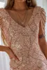 Sukienki z pasa startowego yidingzs v szyja krótka złota cekin imprezowy sukienka kobiet seksowna koralika wieczorna sukienka balowa 2023 NOWOŚĆ Y240426