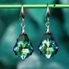 Araña colgante de araña femenina aretes de agua de cristal aretes boho color plate -circón piedra larga pendientes colgantes para mujeres joyas de boda para niñas joyas de boda