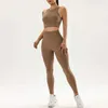 Costume da sanno da donna set di costumi da yoga per donne con gambe in vita alta e tuta da allenamento di fitness senza soluzione di continuità in due pezzi 240424