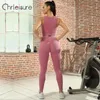Chrleisure 12st Seamless Yoga Set Women Gym Set Crop Top Bh Scrunch Legings Workout Outfit Fitness Wear Sports Surs 240425