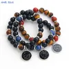 Perlen MHS.Sonne 12 Zodiac Natural Stone Tiger Auge/Karelierperlen Armband Stahl Sternbilder handgefertigt Frauen Geburtstag Schmuck