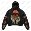 Moletom moletons masculinos Y2K Europeu e American Retro Flame Dark Skull Print Pullover LOLH