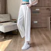 Women's Pants Summer Ice Silk Harem High Waist Casual Straight-Leg Cigarette Small Narrow Slimming Cropped Suit