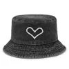 ワイドブリム帽子バケツ帽子幅のブリム刺繍漁師帽子ユニセックス折りたたみ洗浄可能な洗浄デニムバケツ帽子ピュアカラービーチC J240425