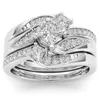 Lüks 3pcssets Ring Europe America Amerika Moda Trend S925 Geometrik Takı Kadınlar Gelin Sözü Aşk Düğün Nişan Rings264920001