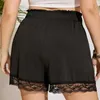 Shorts da donna Plus size Decorazione in pizzo Elegante estate cortometraggi da donna sacchetto di carta elastica in vita Black Shorts casual pantaloncini da lavoro di grandi dimensioni 6xl 7xll2404