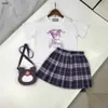 Brand Princess dress kids tracksuits designer baby clothes Size 120-160 CM Cartoon pattern printed T-shirt and pants lined short skirt 24April