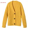 Tricots de tricots féminins Falan de cardigan en tricot à manches longues en V Longe en V Cardigans Streetwear décontracté Fashion Pull Femme Coat Automne