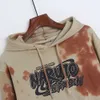 Hoodies Sweatshirts Autumn Plush Tie Dye tryckt med extra fett Löst par Hip-Hop-skärmdump Hoodie Trend Sportwear