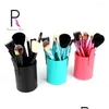 Makeup Brushes Wholesale-Princess Rose 12Pcs Make Up Brush Set Kit Pinceis Maquiagem Pincel Pinceaux Maquillage Leather Holder Drop D Otom0