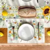 Table Cloth 4 pieces of floral mats 30X45CM linen table mats for spring parties used for wedding party kitchen decoration table mats 240426