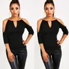 Женские футболки T Hirigin Loose Summer Casual Solid рубашка выходить на плечо сексуальные топы модные футболка Club-одежда