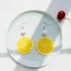Hoop Earrings Summer Resin Fresh Lemon Orange Slice Drop Women Acrylic Fruit Jewelry