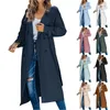 Women's Jackets High Street Solid Color Windproof Jacket Turn-Down Collar Loose Fit Button Down Long Coats Lightweight Windbreaker