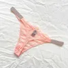 Women's Panties Fashionable and sexy womens low rise T-shaped comfortable bra plus size underwear letter Rhinestone pink white seamless underwearL2404