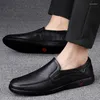 Casual Shoes Men's Designer Leather Fashion Comfortable Flat Work Plus Size Loafers