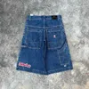 Harajuku estilo vintage letra de shorts azul blue masculino de rua americano hip-hop y2k shorts de ginástica casual 2024 shorts de basquete 240425