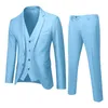 Mens Suit Slim 3 Piece Business Wedding Party Jacket Vest Pants 240422