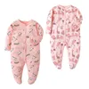 Rompers Mens Jumpsuit 100% Pure Cotton Polka Dot Newborn Womens Dress Full Set Summer Jumpsuit 0-12 månader Baby Pyjamasl24fl24f