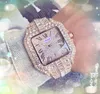 Tre Sfies Square Roman Simple Dial orologio da uomo Quarzo Core di batteria Orologio Shiny Starry Diamonds Ringi