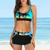 Frauen Badebekleidung Womens Badeanzüge Digitaldruck Strandbekleidung High Taille Split Badeanzug Swimwears Tankinis Set Sommerinnen weibliche Badeanzüge