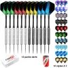 Darts cyeelife 12 stcs 18g stalen punt darts met nylon as met 30 stks vluchten, 1 stks slijper