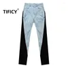 Women's Jeans TIFICY Stretchy And Slim Pants Spring Autumn Personalized Contrast Color Patches Washed Light Jean Pant