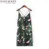 Casual Dresses Woman Summer Beach Sundress Coconut Leaf Print Cute Sundresses Women Dress 2024 KK1083