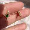 Stud Earrings OBEAR Simple Exquisite Vintage Green Zircon Cross Women Fashion Temperament Jewelry