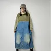 Casual Dresses SuperAen Vintage Denim Dress 2024 Spring And Autumn Patchwork Loose Hooded Jacket