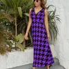 Robes décontractées robe de poule vintage Summer Purple et Black Boho Beach Long Women High Taille Graphique TRENDY MAXI