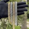 Miami Cuban Link Chain 13mm Wide 2 Row Moissanite Diamond Prong Iced Out Chains Necklaces Rapper Hip Hop Jewelry Woman Designer Necklace Mens Girl Gift Dai L2F0