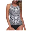 Women's Swimwear Women Conservative Printed Tankini Plus Size High Waist Neck Halter Tummy Control Two Piece Bikini Swimsuit