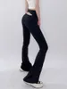Pantalon féminin style américain hanche soulevant un slim fit yoga cloche-fond super élastique arrière de taille arrière