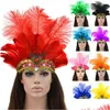 Hoofdbanden Indian Crystal Crown Feather Party Festival Celebration Hoofdtooi Carnival Headpiece Hoofddeksel Halloween Nieuwe drop levering J DHLFB