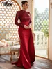 Casual Dresses Yesexy Formal Draping A-Line Long Sleeve Sequin Red Prom Evening Luxury Elegant Party for Women 2024 Cocktail Dress