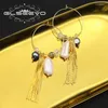 Stud Earrings Glseevo Natural Pearl Metal Brass Gold-Plated Tassel Women Birthday Party Luxury Gift Jewelry GE1061